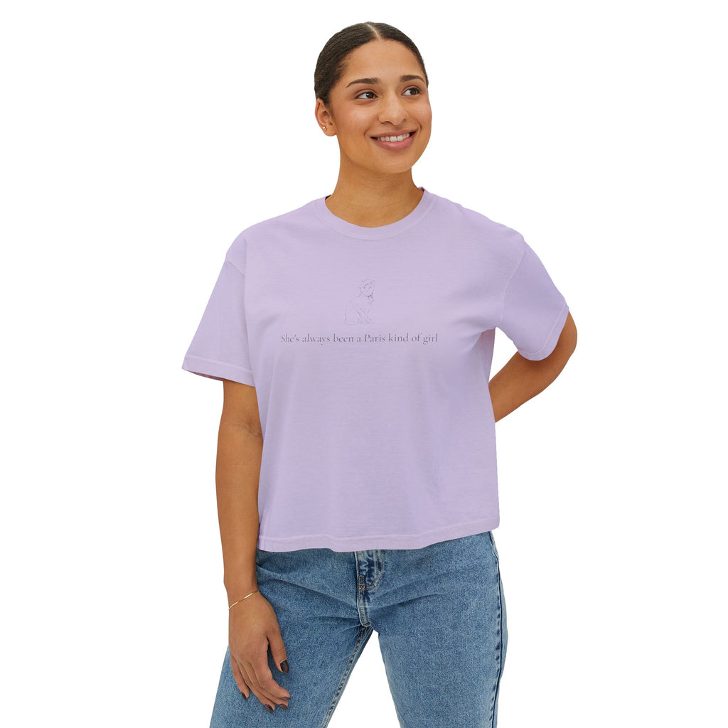 Paris Cat Tee — Comfort Colors Boxy Graphic Tee