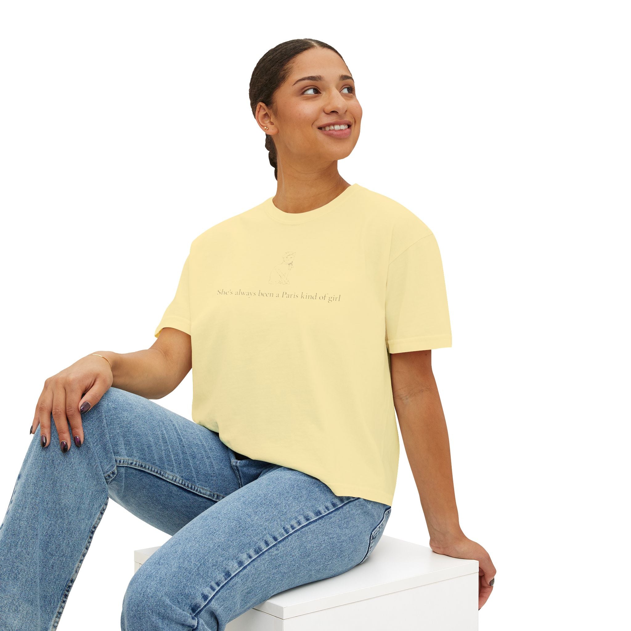 Paris Cat Tee — Comfort Colors Boxy Graphic Tee