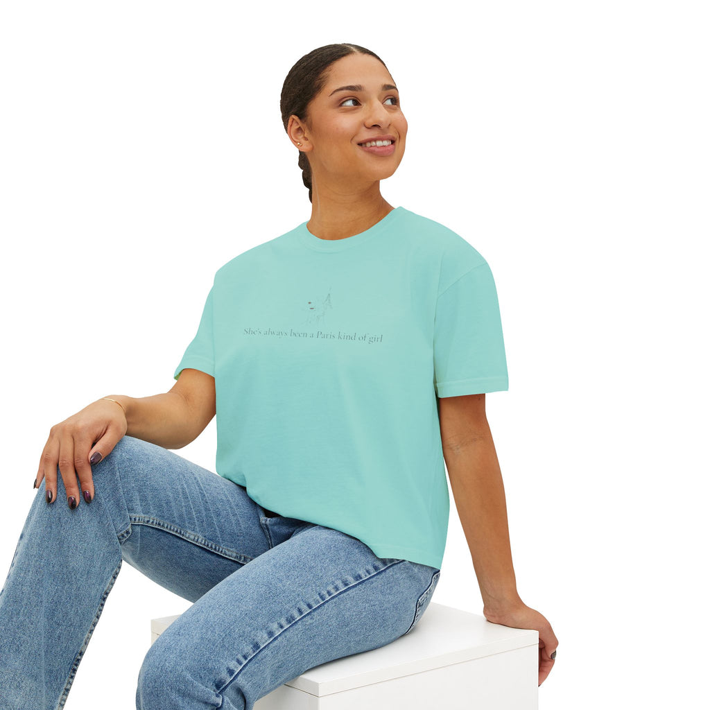 Paris Eiffel Tower Cat Tee — Comfort Colors Boxy Graphic Tee