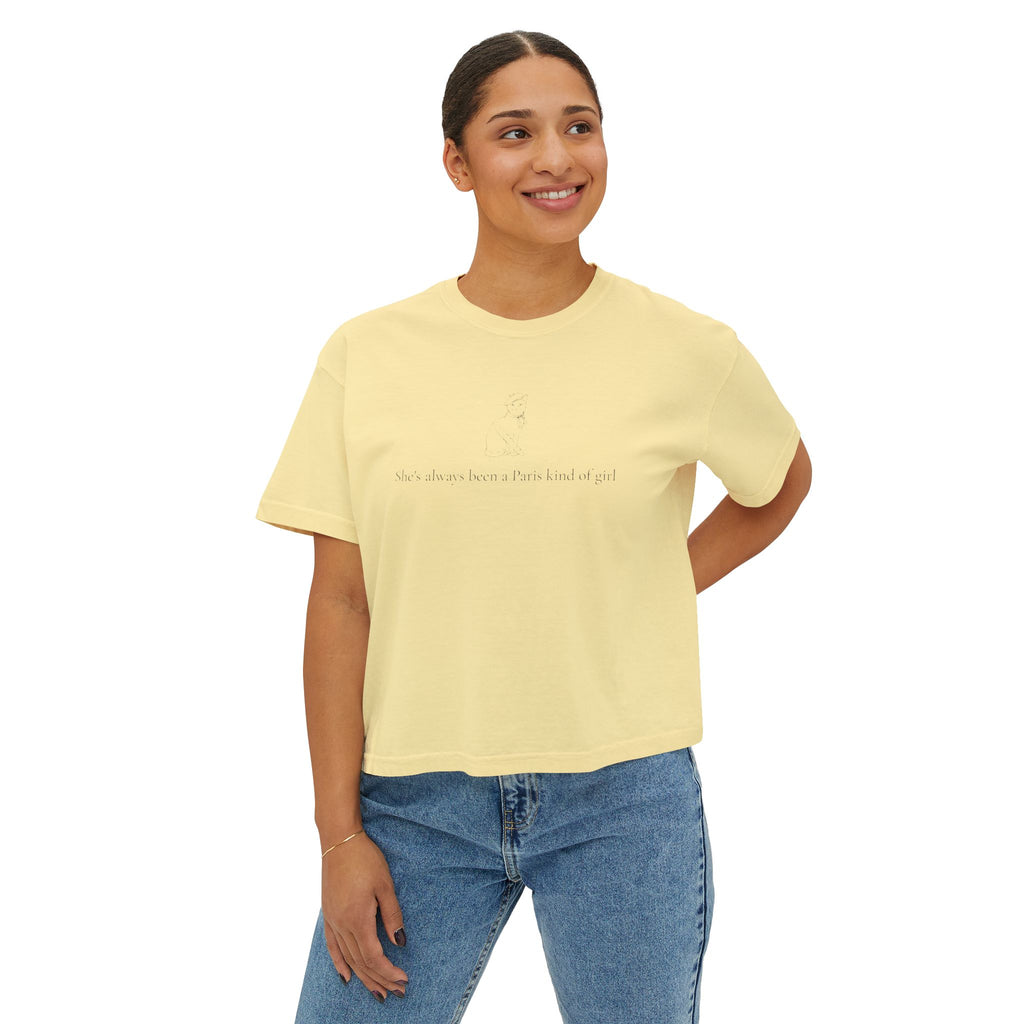 Paris Cat Tee — Comfort Colors Boxy Graphic Tee