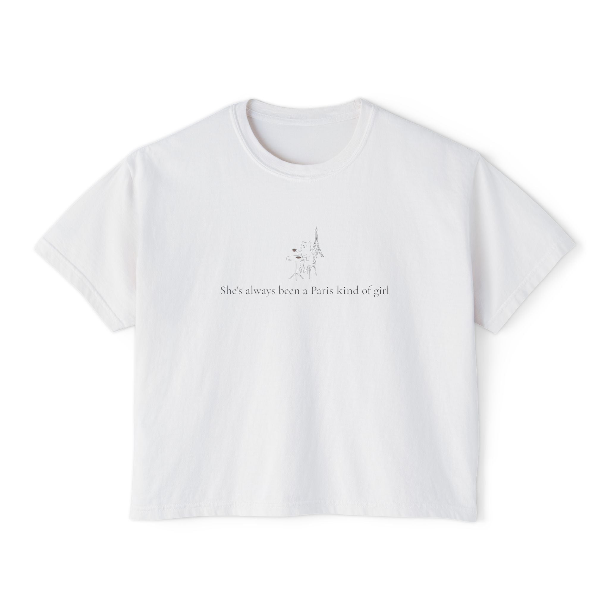 Paris Eiffel Tower Cat Tee — Comfort Colors Boxy Graphic Tee