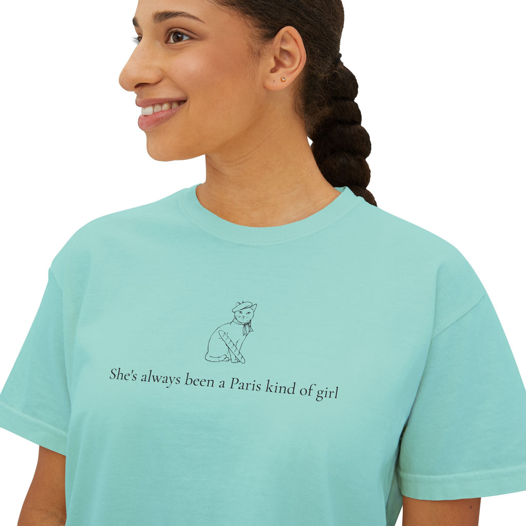 Paris Cat Tee — Comfort Colors Boxy Graphic Tee