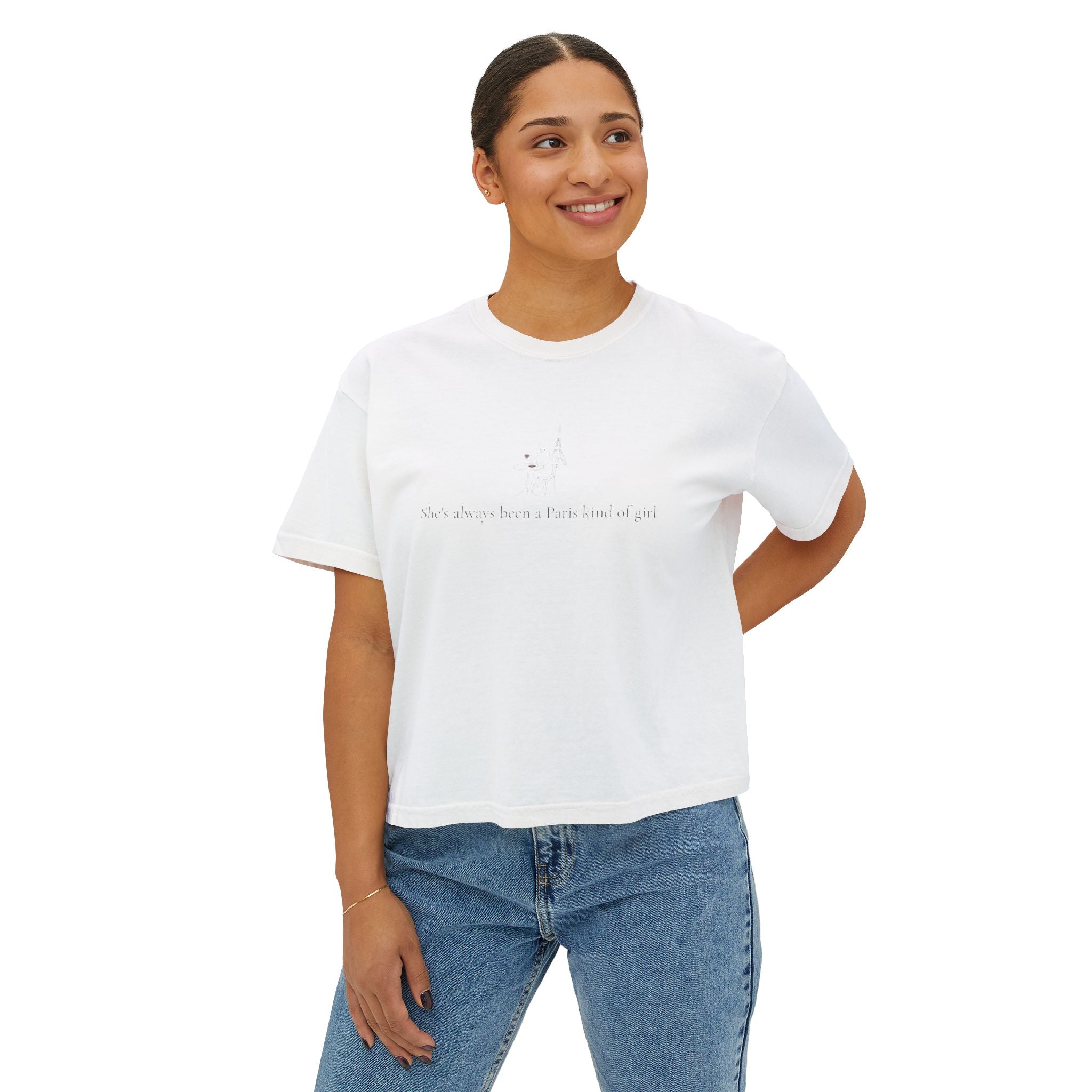 Paris Eiffel Tower Cat Tee — Comfort Colors Boxy Graphic Tee