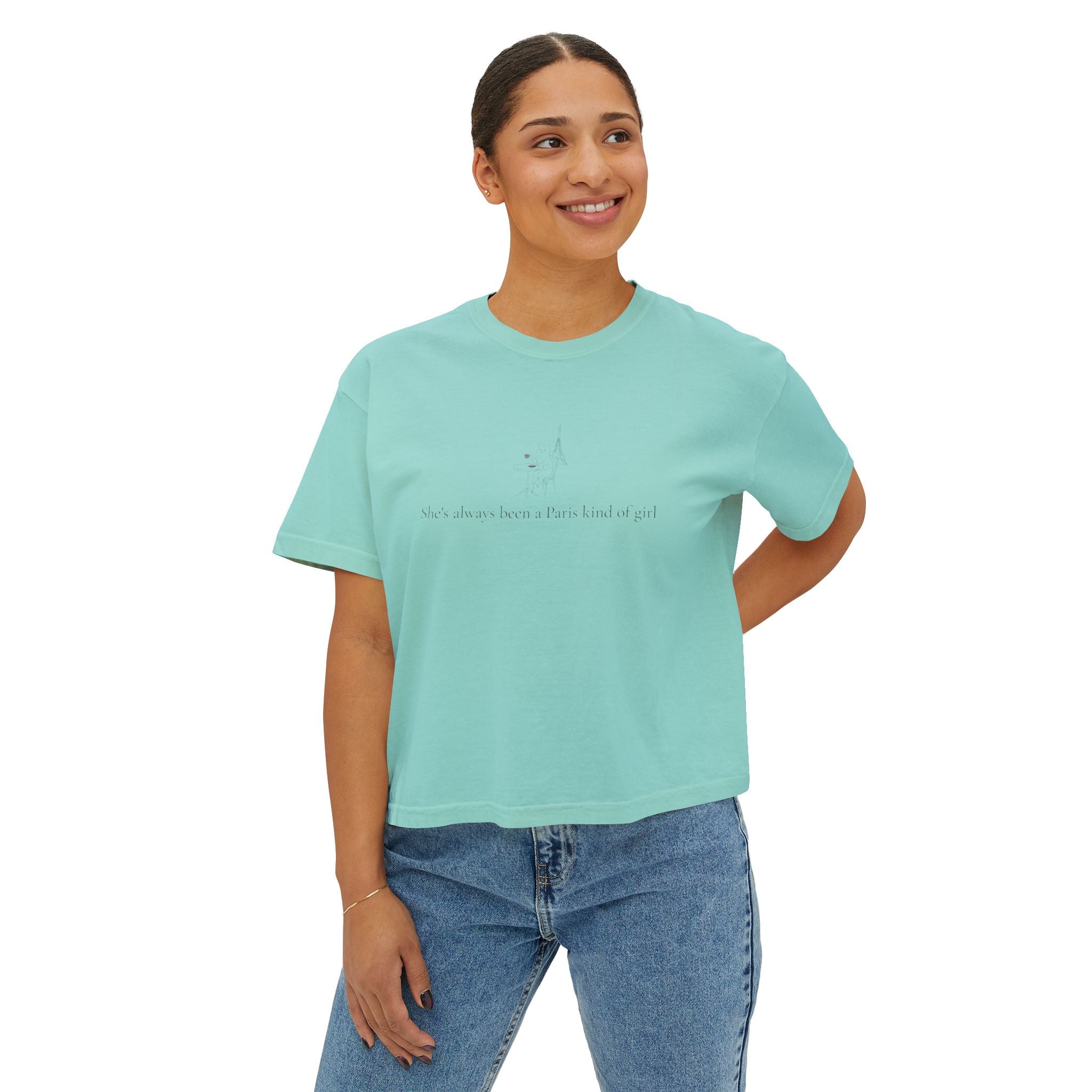 Paris Eiffel Tower Cat Tee — Comfort Colors Boxy Graphic Tee