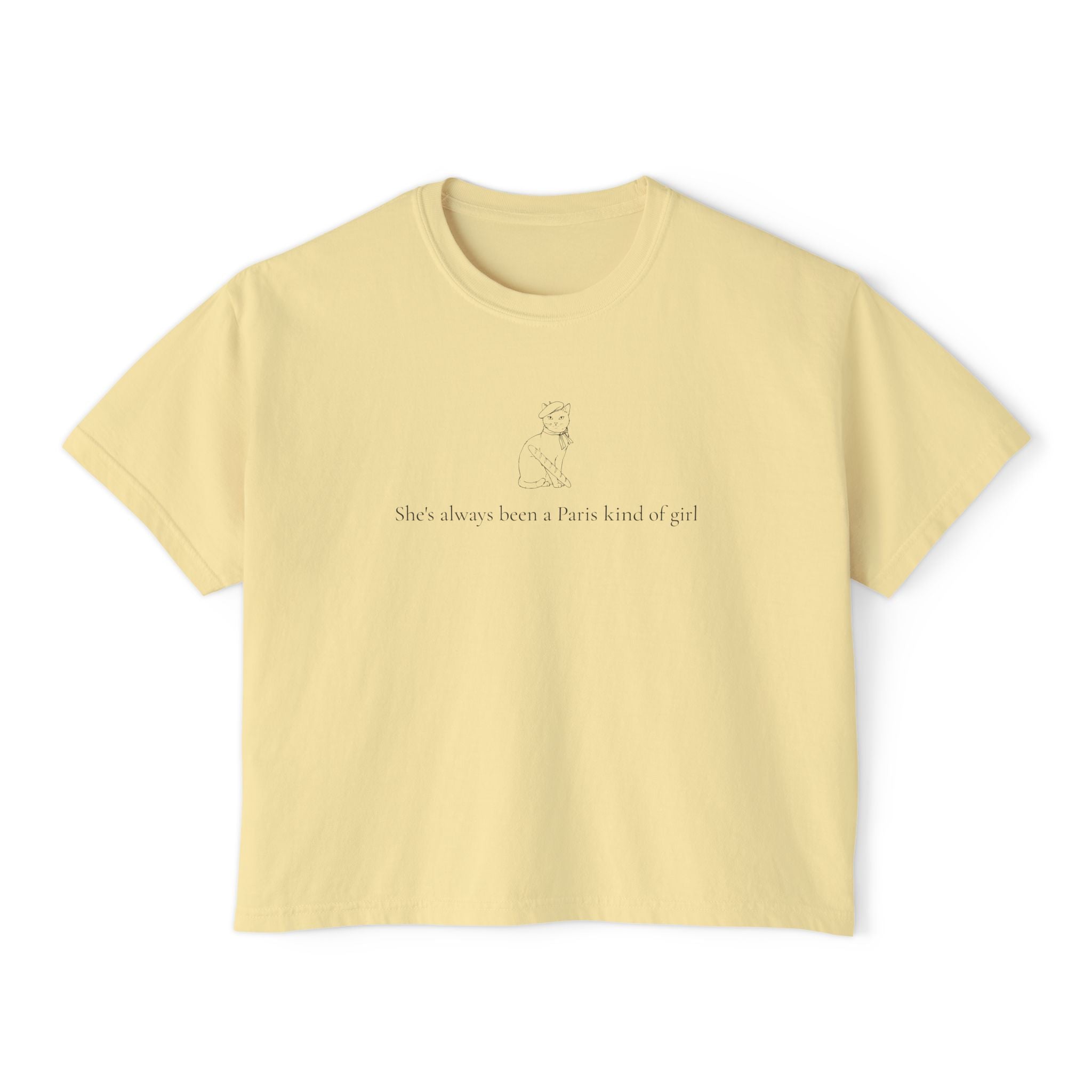 Paris Cat Tee — Comfort Colors Boxy Graphic Tee