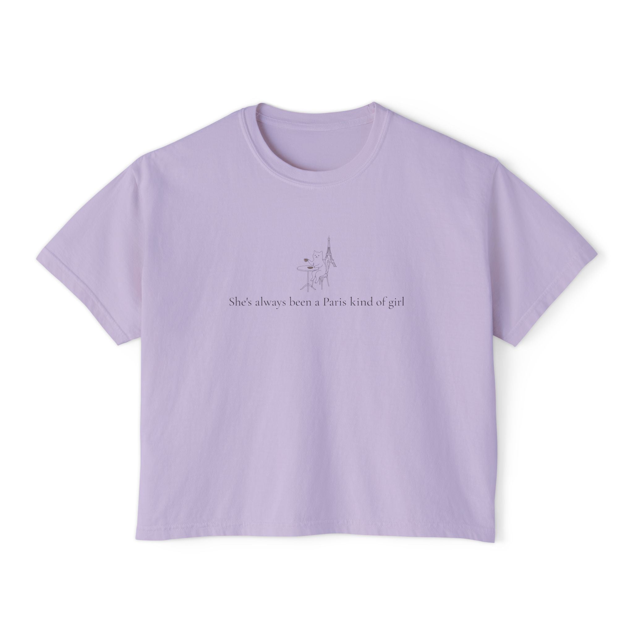 Paris Eiffel Tower Cat Tee — Comfort Colors Boxy Graphic Tee
