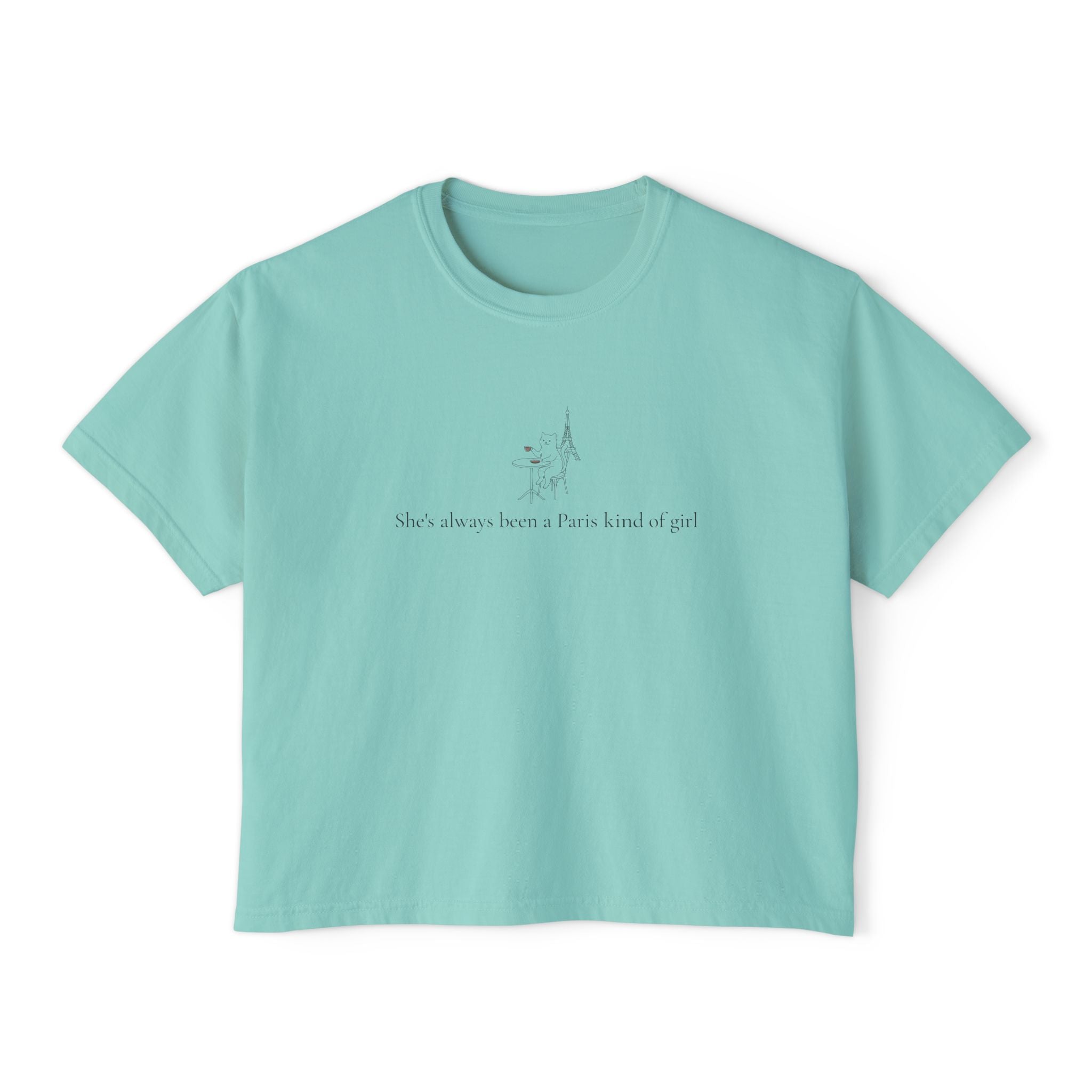 Paris Eiffel Tower Cat Tee — Comfort Colors Boxy Graphic Tee