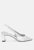 Amberin Crinkled Metallic Slingback Heels
