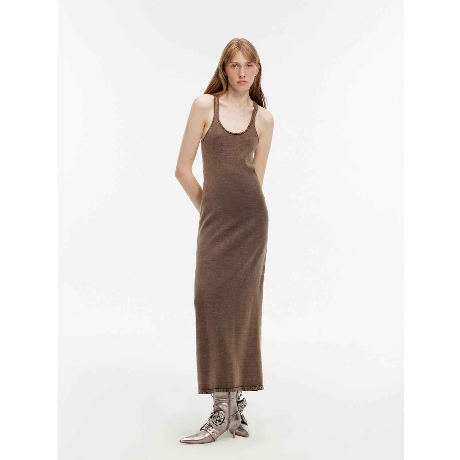 "Cool Girl Recipe" Luxury brand exclusive ferment-washed distressed vest dress